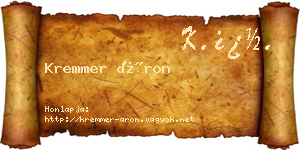 Kremmer Áron névjegykártya